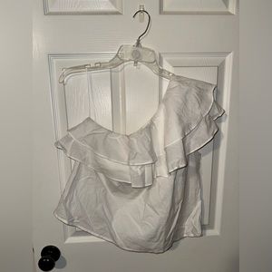 White One Shoulder Francesca’s Tank Top